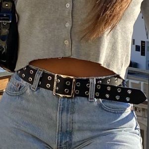 Black double loop belt